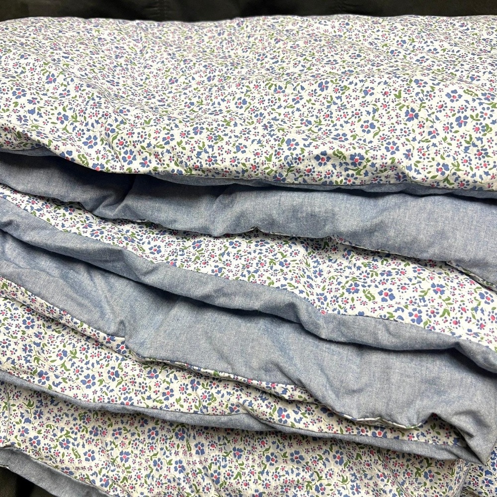 Vtg Lauren Ralph Lauren Reversible Floral Denim Twin Comforter Elizabeth Street